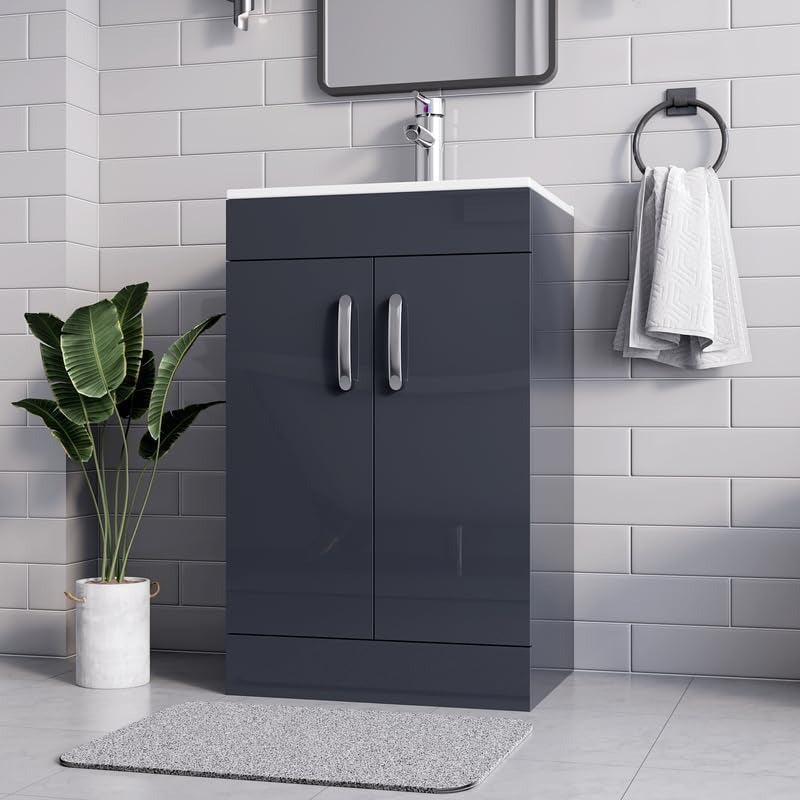 500mm Charcoal Grey Vanity Unit - Floor Standing Basin