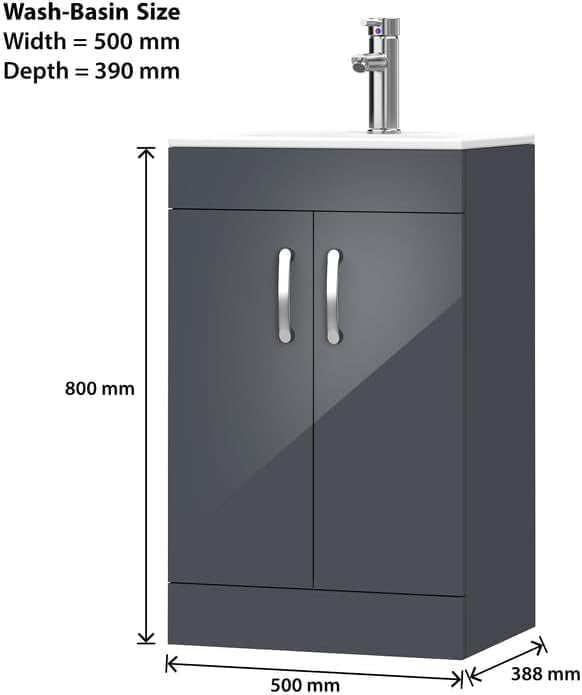 500mm Charcoal Grey Vanity Unit - Floor Standing Basin