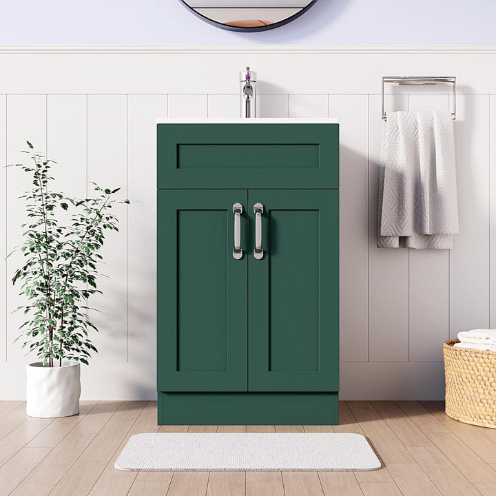 500mm Green Vanity Unit - Floor Standing with Basin