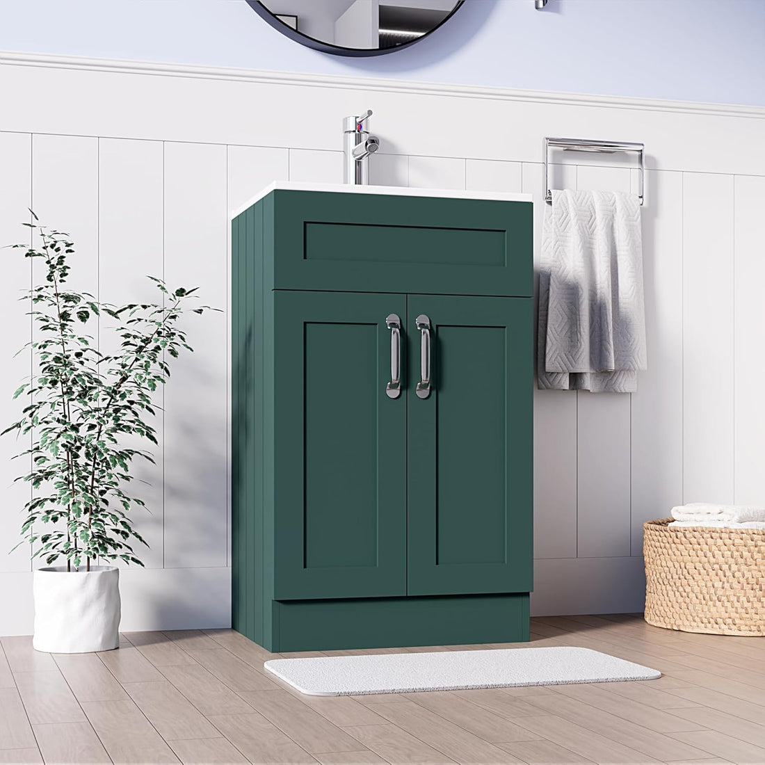 500mm Green Vanity Unit - Floor Standing with Basin