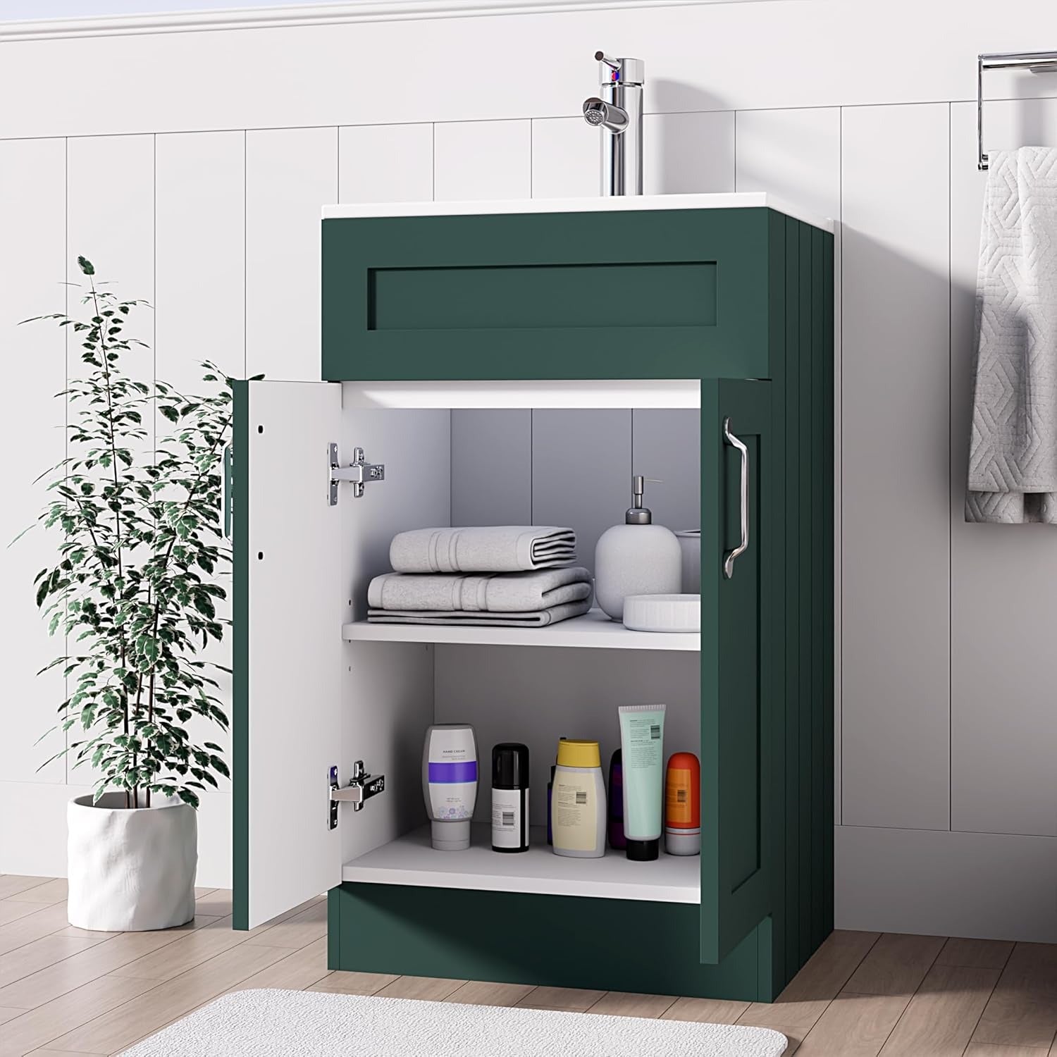 500mm Green Vanity Unit - Floor Standing with Basin