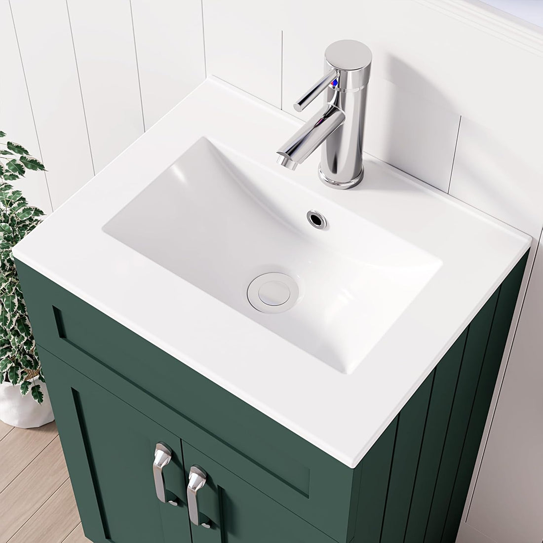 500mm Green Vanity Unit - Floor Standing with Basin