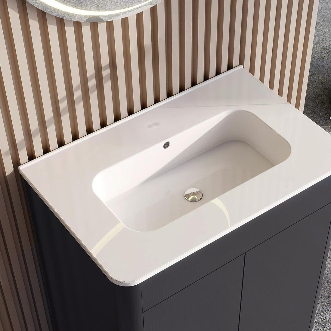 600mm Charcoal Grey Vanity Unit - Floor Standing Basin