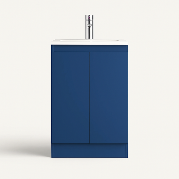 500mm Dark Blue Vanity Unit - Floor Standing with Basin