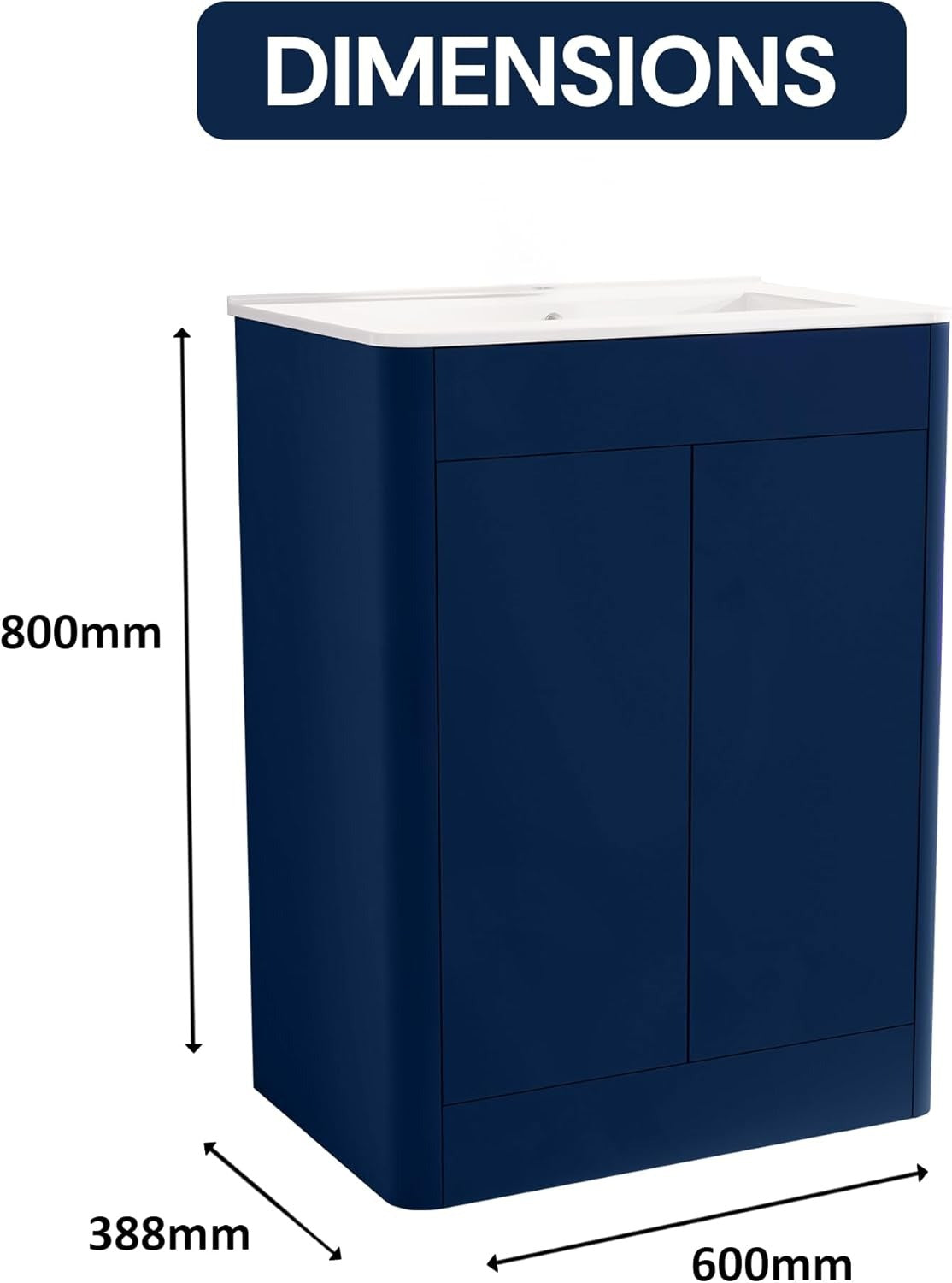 600mm Inky Blue Vanity Unit - Floor Standing Basin