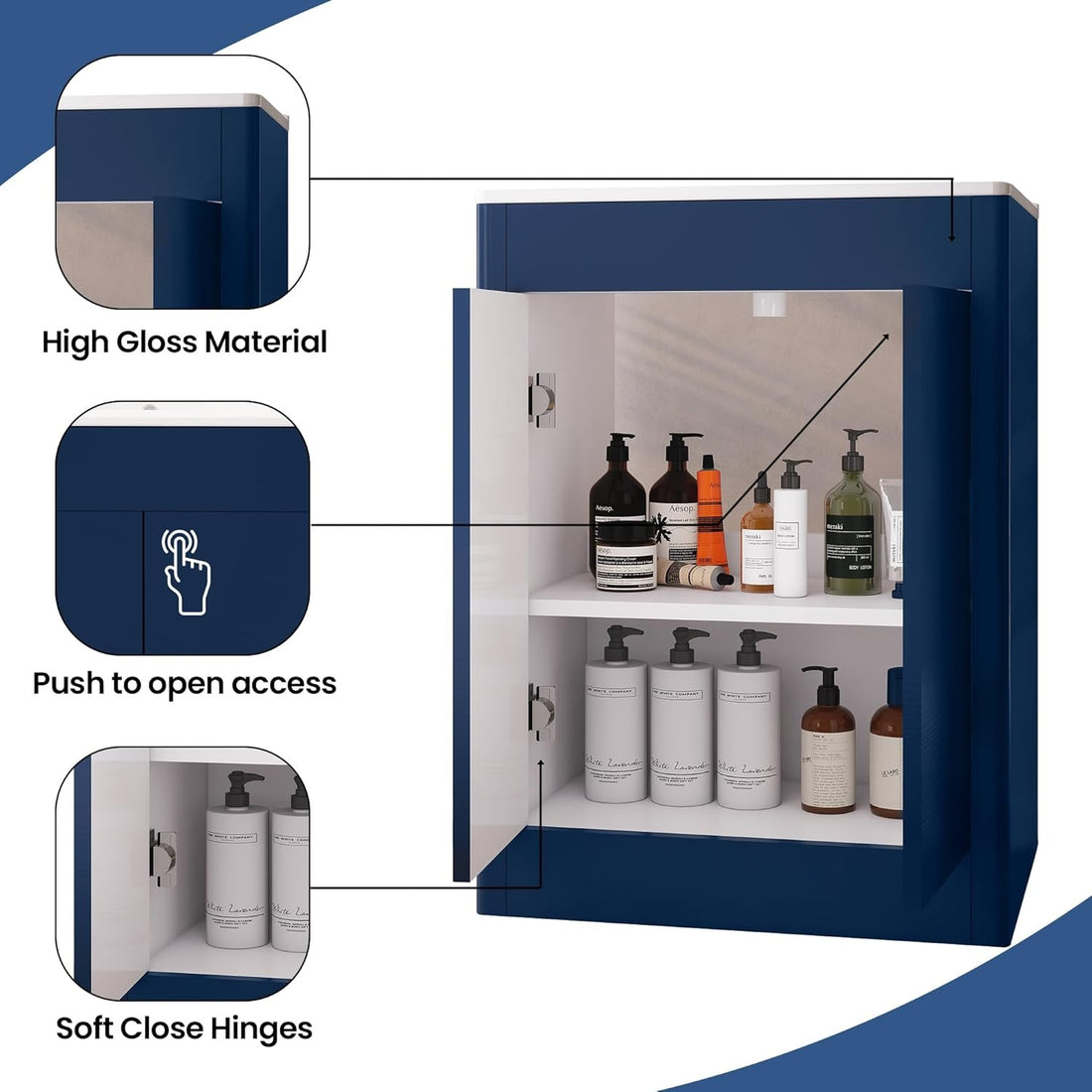 600mm Inky Blue Vanity Unit - Floor Standing Basin