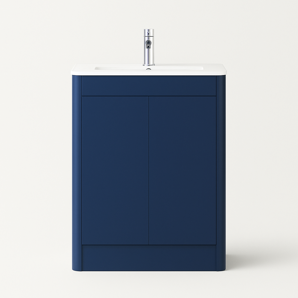600mm Inky Blue Vanity Unit - Floor Standing Basin