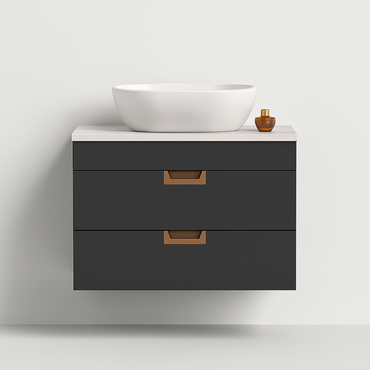 600mm Matt Grey Wall Mounted Vanity Unit with Drawers