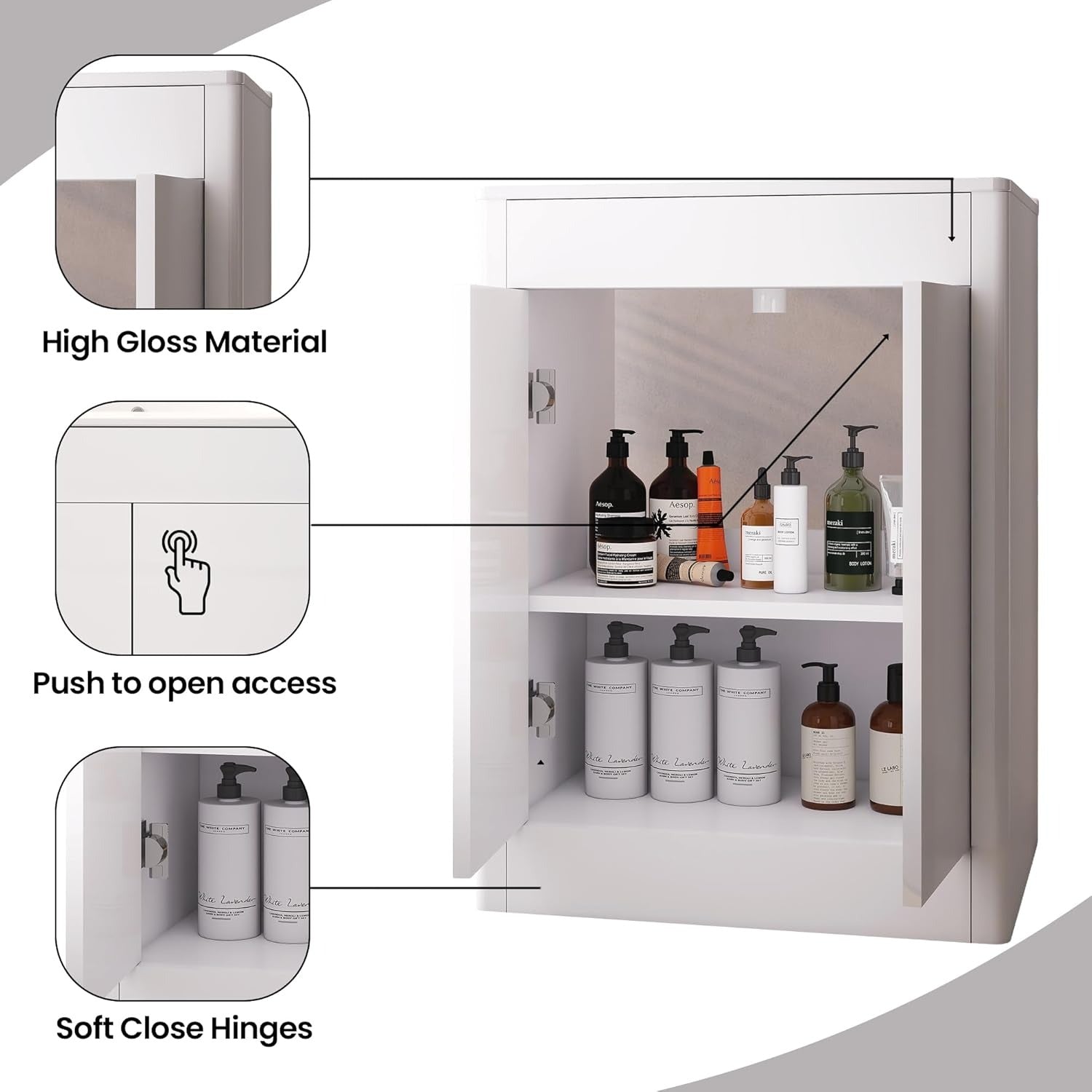 600mm White Gloss Vanity Unit - Floor Standing Basin