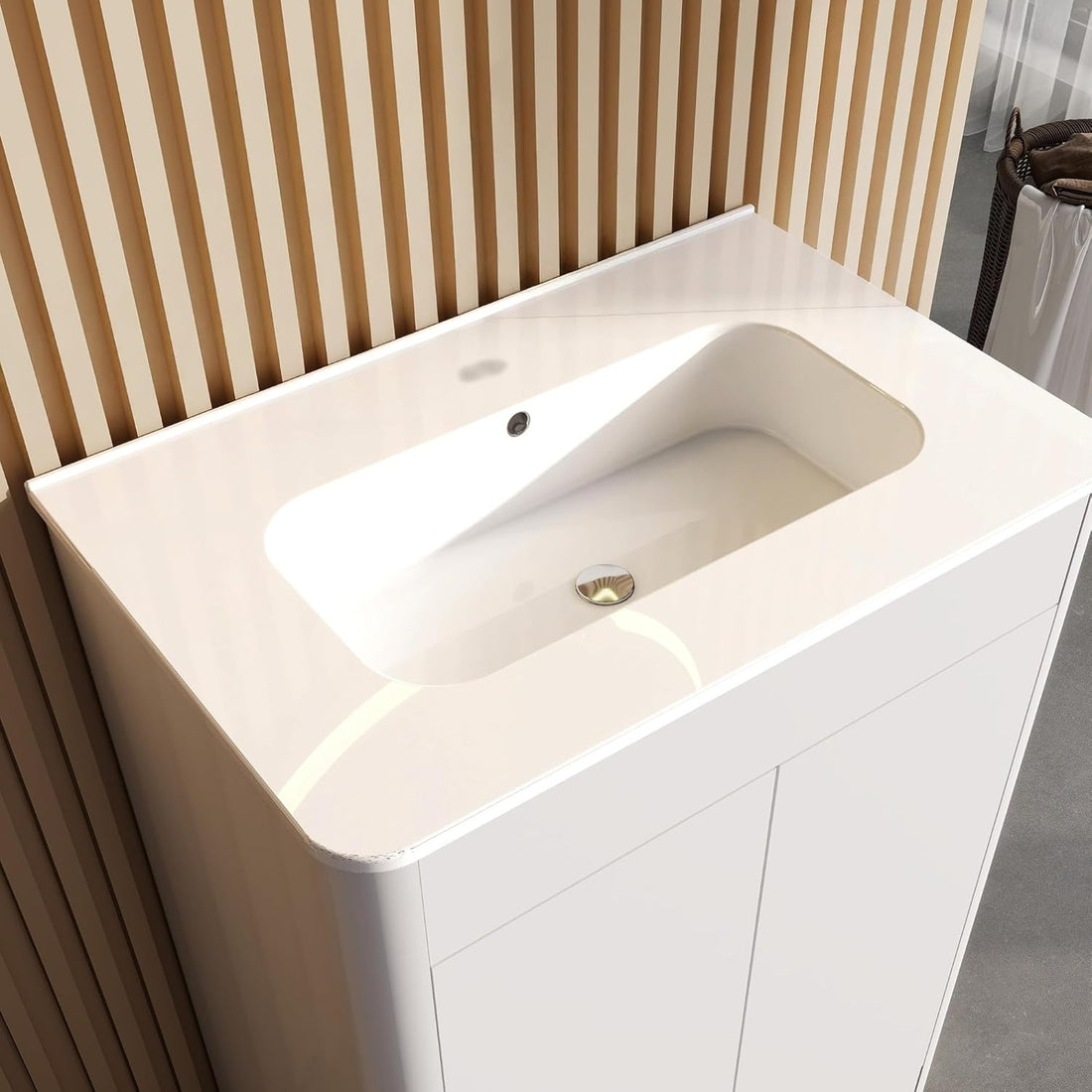 600mm White Gloss Vanity Unit - Floor Standing Basin