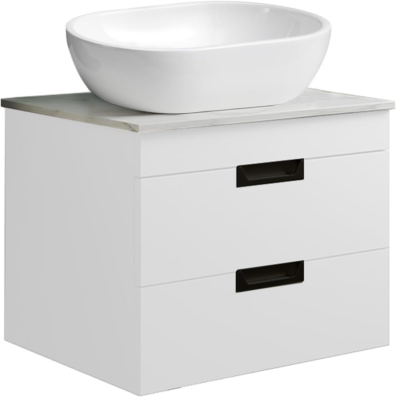 600mm White Gloss Wall Mounted Vanity Unit with Drawers