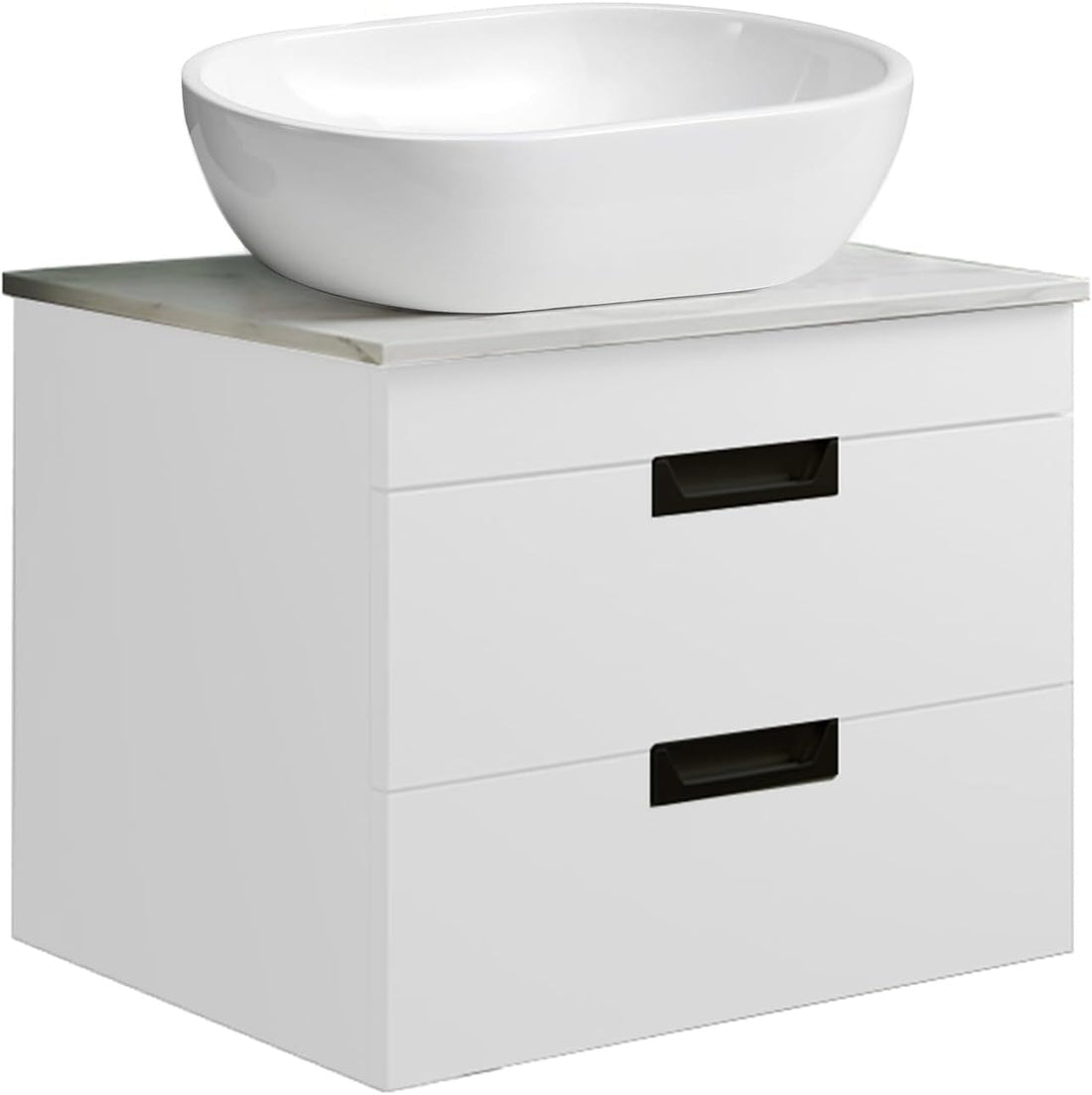 600mm White Gloss Wall Mounted Vanity Unit with Drawers