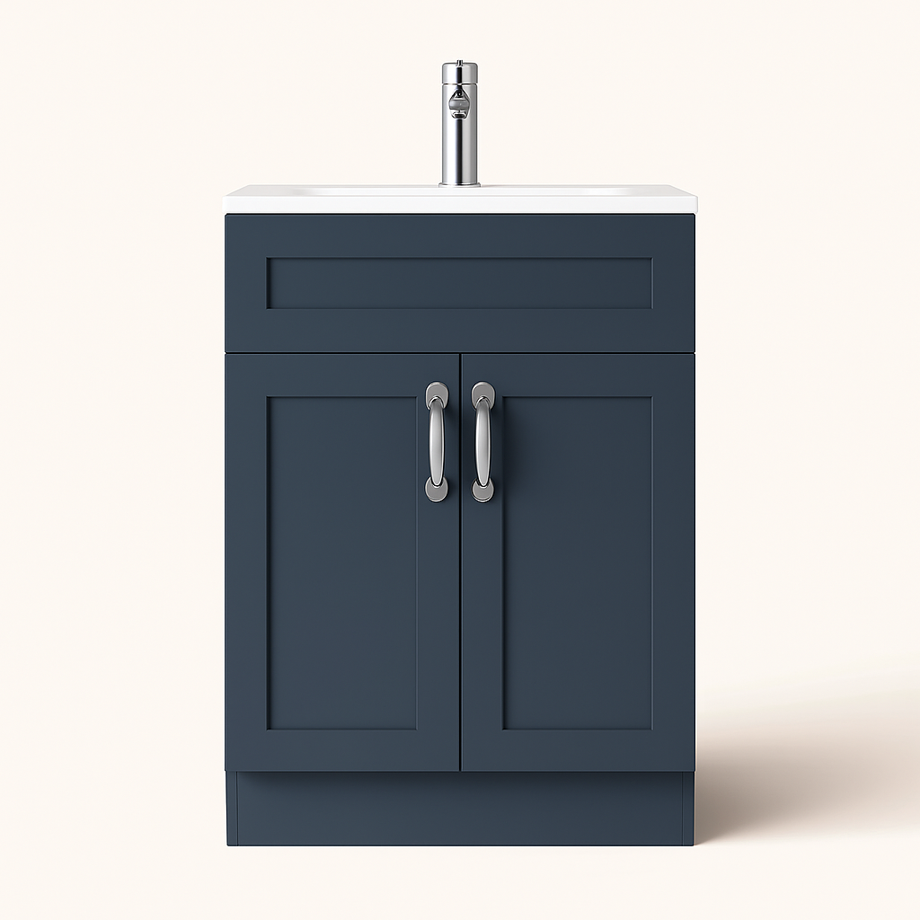 Light Grey Vanity Unit 600mm - Floor Standing with Basin