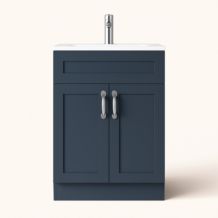 Light Grey Vanity Unit 600mm - Floor Standing with Basin