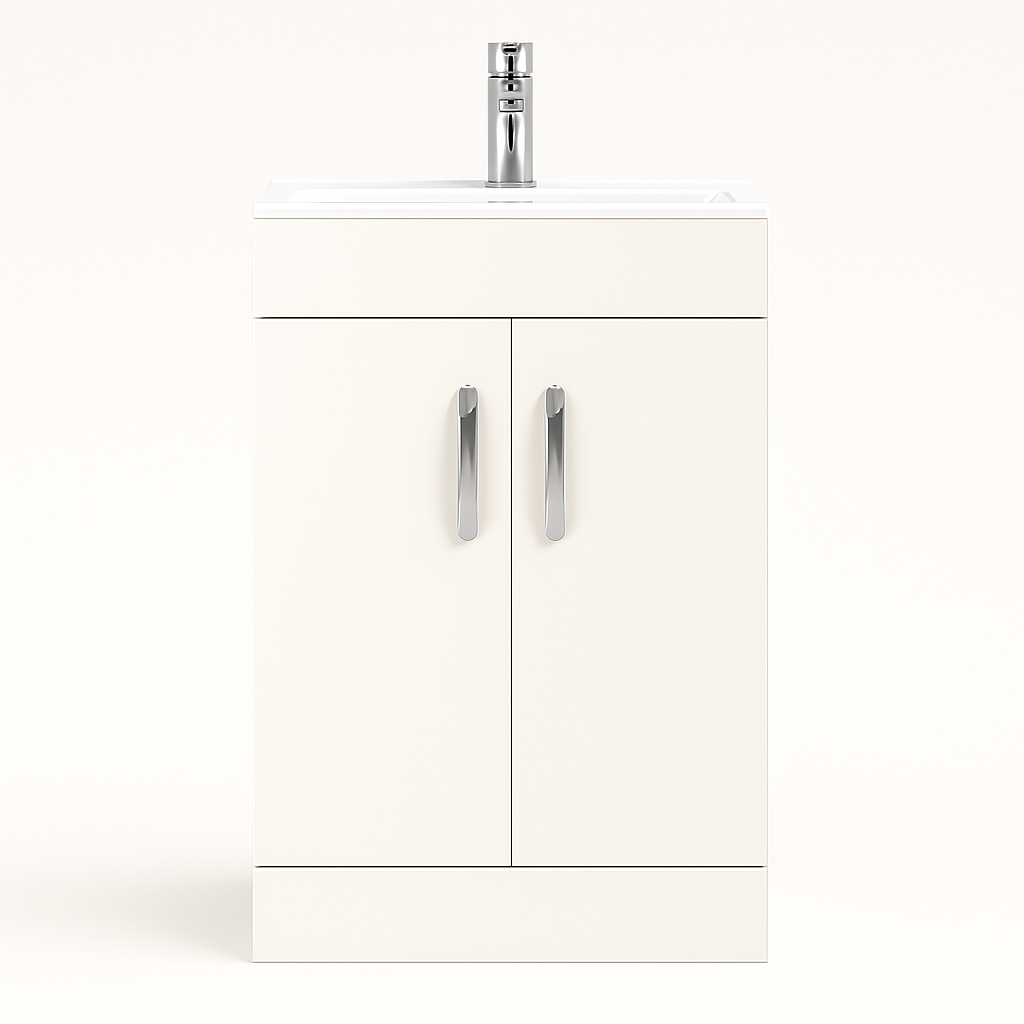 500mm White Gloss Vanity Unit - Floor Standing with Basin