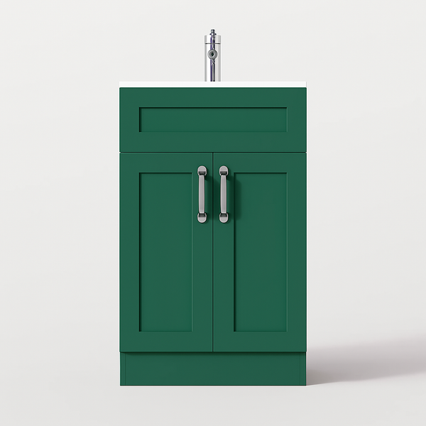 500mm Green Vanity Unit - Floor Standing with Basin