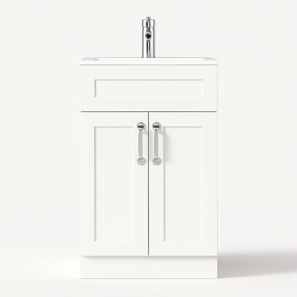 500mm Matt White Vanity Unit - Floor Standing with Basin