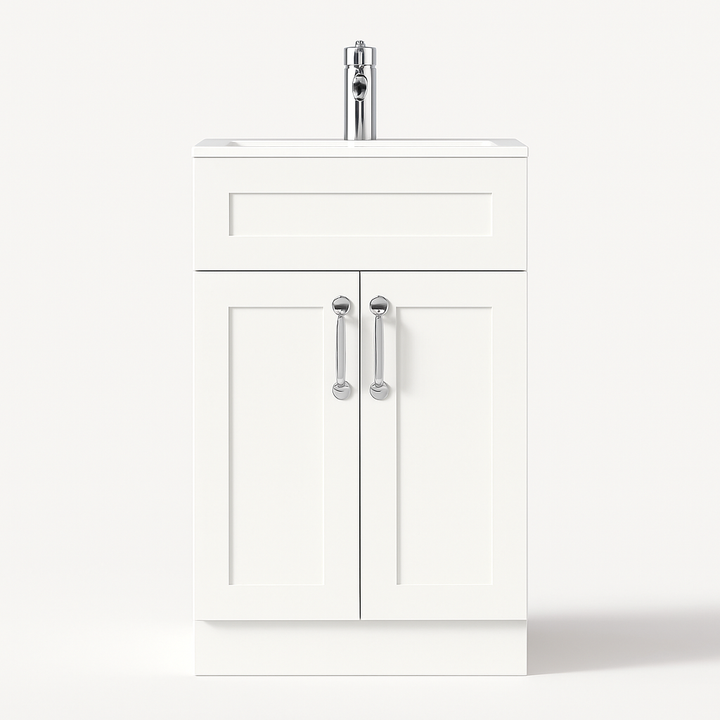 500mm Matt White Vanity Unit - Floor Standing with Basin