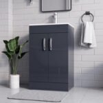 500mm Charcoal Grey Vanity Unit - Floor Standing Basin - Image 2