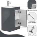 500mm Charcoal Grey Vanity Unit - Floor Standing Basin - Image 6