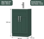 500mm Green Vanity Unit - Floor Standing with Basin - Image 6