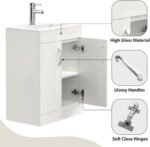 High gloss material, glossy handles and soft close hinges on 500mm new york white vanity unit
