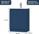 600mm Dark Blue Vanity Unit - Floor Standing Basin - Image 6