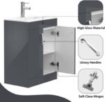 600mm Grey Gloss Vanity Unit - Floor Standing Basin - Image 7