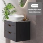 600mm Matt Grey Wall Mounted Vanity Unit with Drawers - Image 3