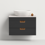 600mm Matt Grey Wall Mounted Vanity Unit with Drawers