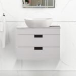600mm White Gloss Wall Mounted Vanity Unit with Drawers - Image 2
