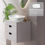 600mm White Gloss Wall Mounted Vanity Unit with Drawers - Image 5
