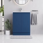 600mm Dark Blue Vanity Unit - Floor Standing Basin - Image 2