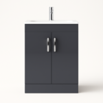 600mm Grey Gloss Vanity Unit - Floor Standing Basin